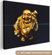 Canvasdoek - Foto op canvas - Woonkamer decoratie - Buddha - Goud - Religie - Boeddha beeld - Luxe - 40x30 cm