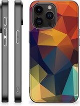 Doorzichtig Hoesje Geschikt voor iPhone 15 Pro Max Siliconen Back Cover met Zwarte rand Polygon Color