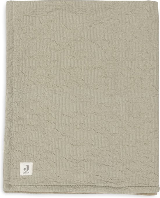 Jollein - Deken Ledikant 100x150cm - Dekentje Baby - Soft Waves - Olive Green/Velvet