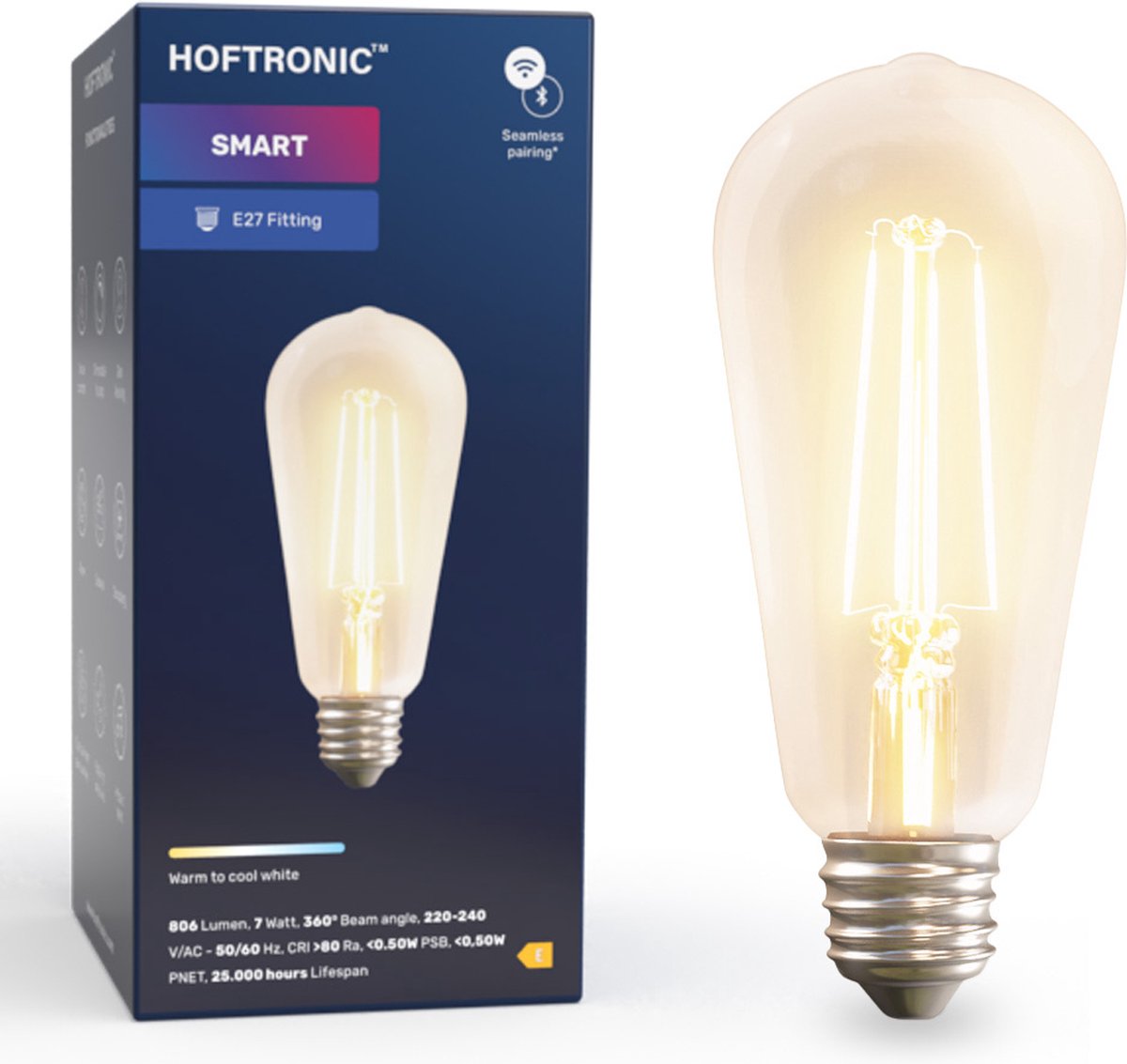 HOMEYLUX - Ampoule à filament LED Smart E27 - Forme Edison (ST64) - Ampoule