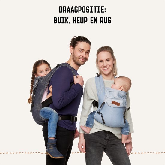 ByKay Click Classic - draagzak baby - ergonomisch - tot 18kg - newborn tot 2 jaar - comfortabel en snel - beige - Rib Almond Sand