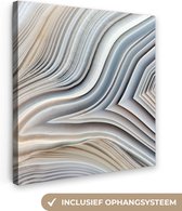 Canvas - Marmerlook - Abstract - Marmer - Blauw - Schilderijen op canvas - Canvas doek - Wanddecoratie - 20x20 cm