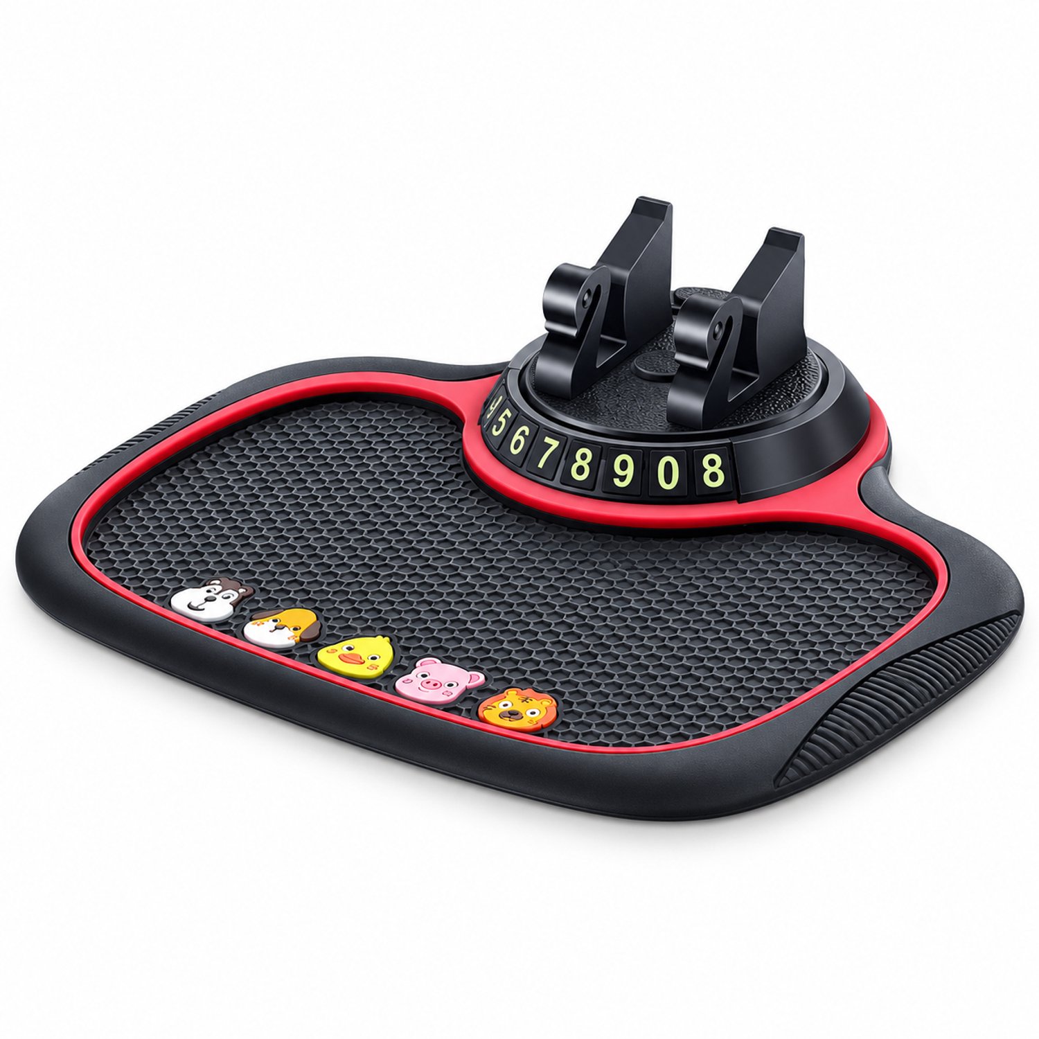 Telefoonhouders auto: 3-in-1 dashboardmat met telefoonhouder en verborgen nummerkaart, cartoonuitvoering met een kleine gele eend