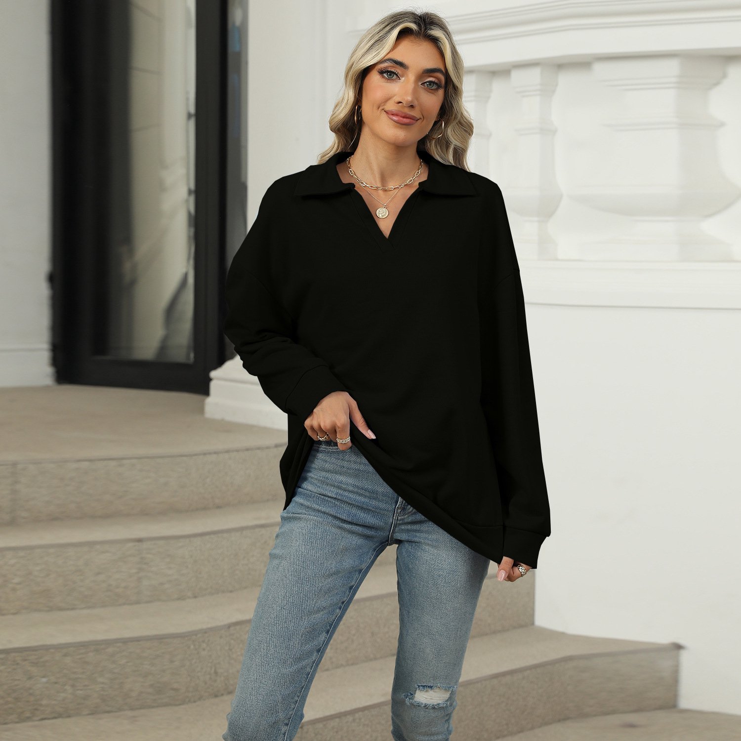 SUNMOOL Dames Top - Dames Shirt - Zwart - Maat : M
