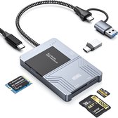 AdroitGoods M.2 NVMe 2230 SSD Behuizing - USB-C Hub 10 Gbps - SD en Micro SD Kaartlezer - USB-A Adapter - Externe SSD Case - Gevlochten Kabel - Grijs