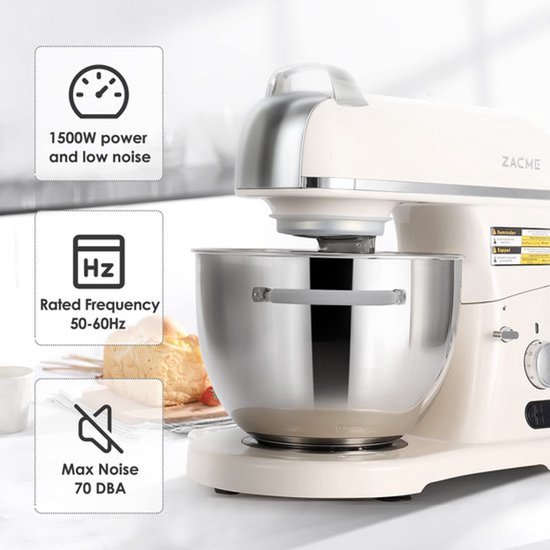 KMA0270 Keukenmachine, kneedmachine, 8L voedselmixer met display, 1500 W elektrische keukenmixer met tandhaak, draadwiel en beater, 11-speed Staande mixer,Commercieel gebruik — afbeelding 5
