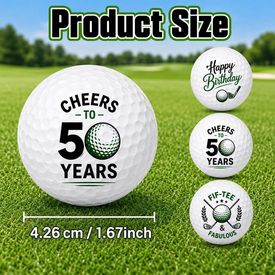 golfballenset 4,26 cm - 3 stuks gepersonaliseerd - artistieke patronen - perfect voor 50e verjaardag - Vemera — afbeelding 5