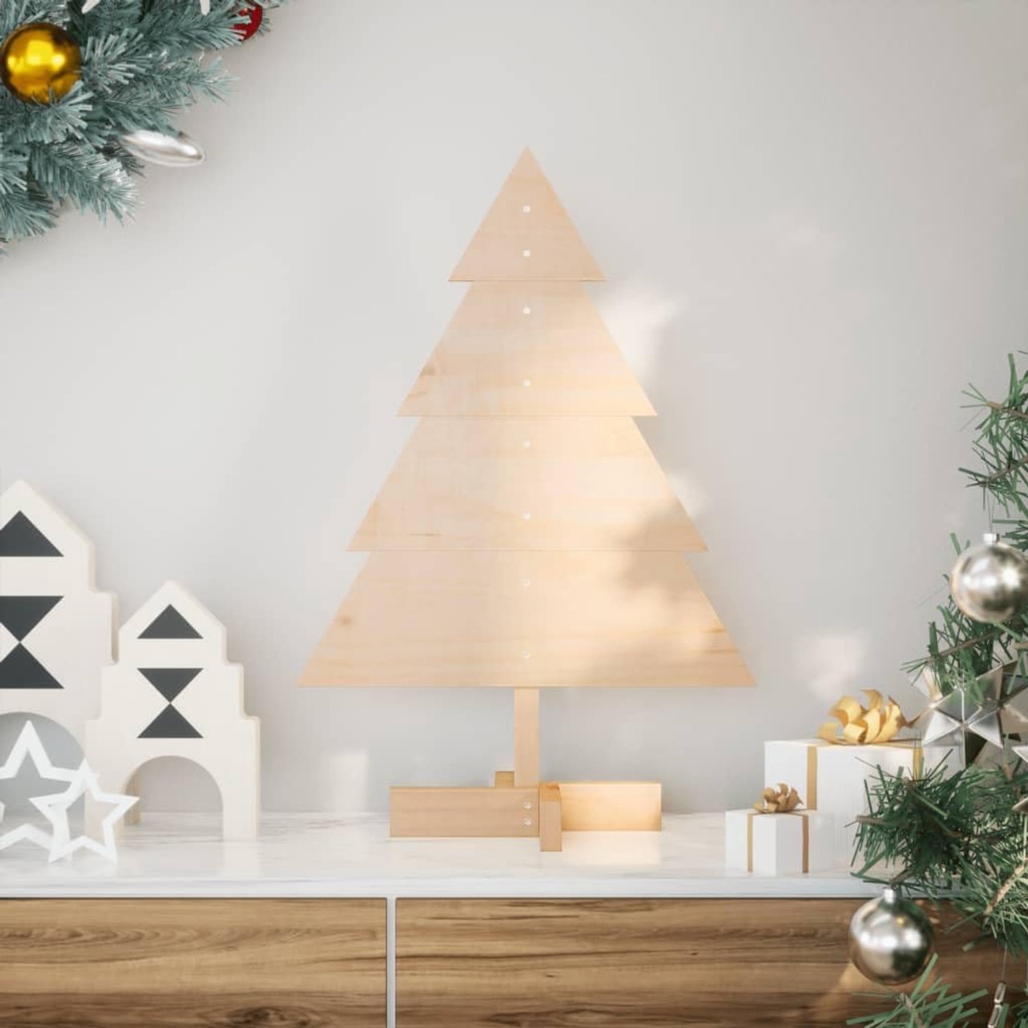 Generic Rustic Wooden Christmas Tree with Unique Charm, DIY Design for Home and Office Holiday Decoration with Natural - ShopVlot