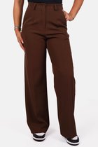 Getdrezzed Pantalon - Maat: XS - Tall - Wide leg pantalon hoge taille bruin