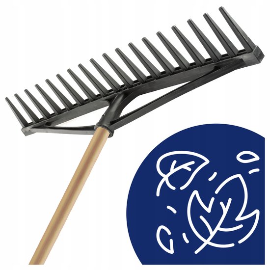Merkloze Tuingrabber met 18 Tanden en Houten Steel - 61 cm Breed — afbeelding 3