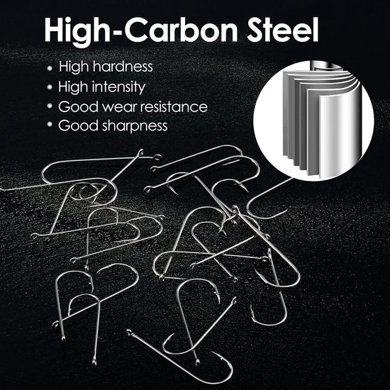 SnelShoppen - 60pcs Aberdeen Zeevis Haakjes, Grote Barbed Wire Aberdeen Haak, Lange Steel en Brede Opening Maat 1#, 1/0, 2/0, 3/0, Lichtgewicht Vissen — afbeelding 3