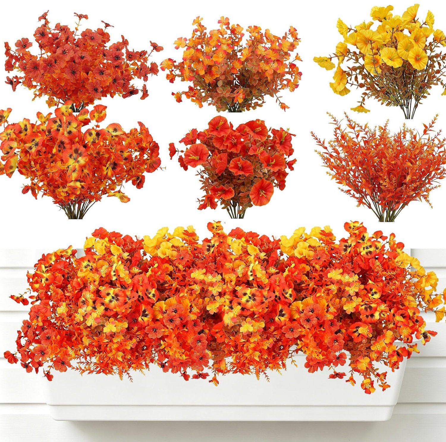 Kunstbloemen 24 bundels - herfstplanten - zijden bloemen - voor buiten en balkon - ShopVlot
