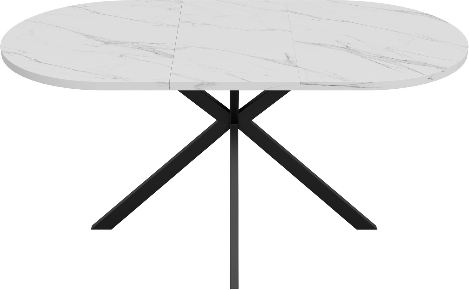 SONNENH Uitschuifbare ovale eettafel met metalen onderstel - 120–160 x 80 cm - Witte marmerlook