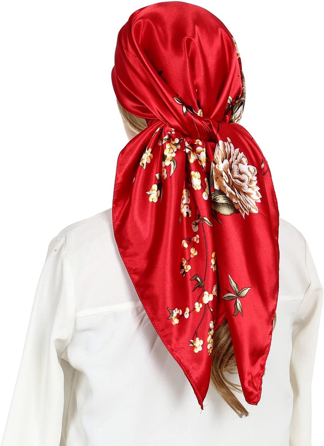 RIIQIICHY Headscarf like silk satin hair scarf for women sleeping suqare designer bandana scarf for hair wrapping at - ShopVlot