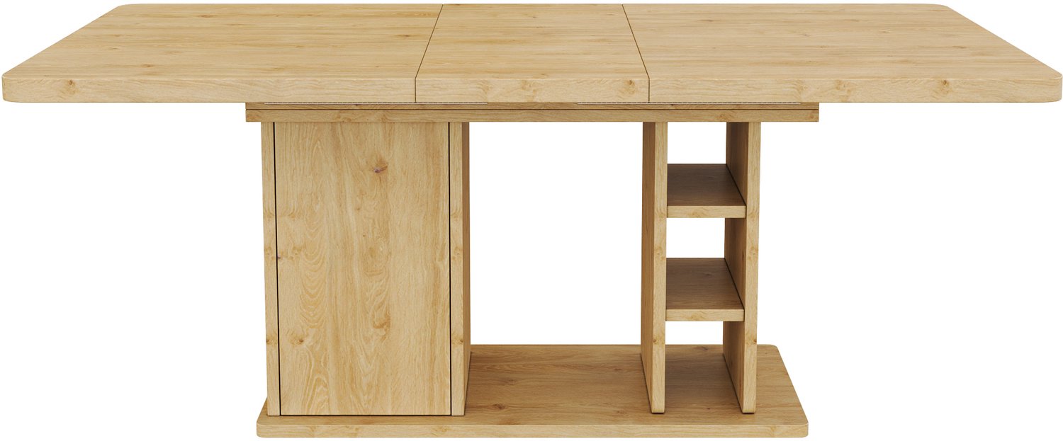 SONNENH Uitschuifbare eettafel met kast en open vakken - Eikenlook - 140–180 x 80 cm