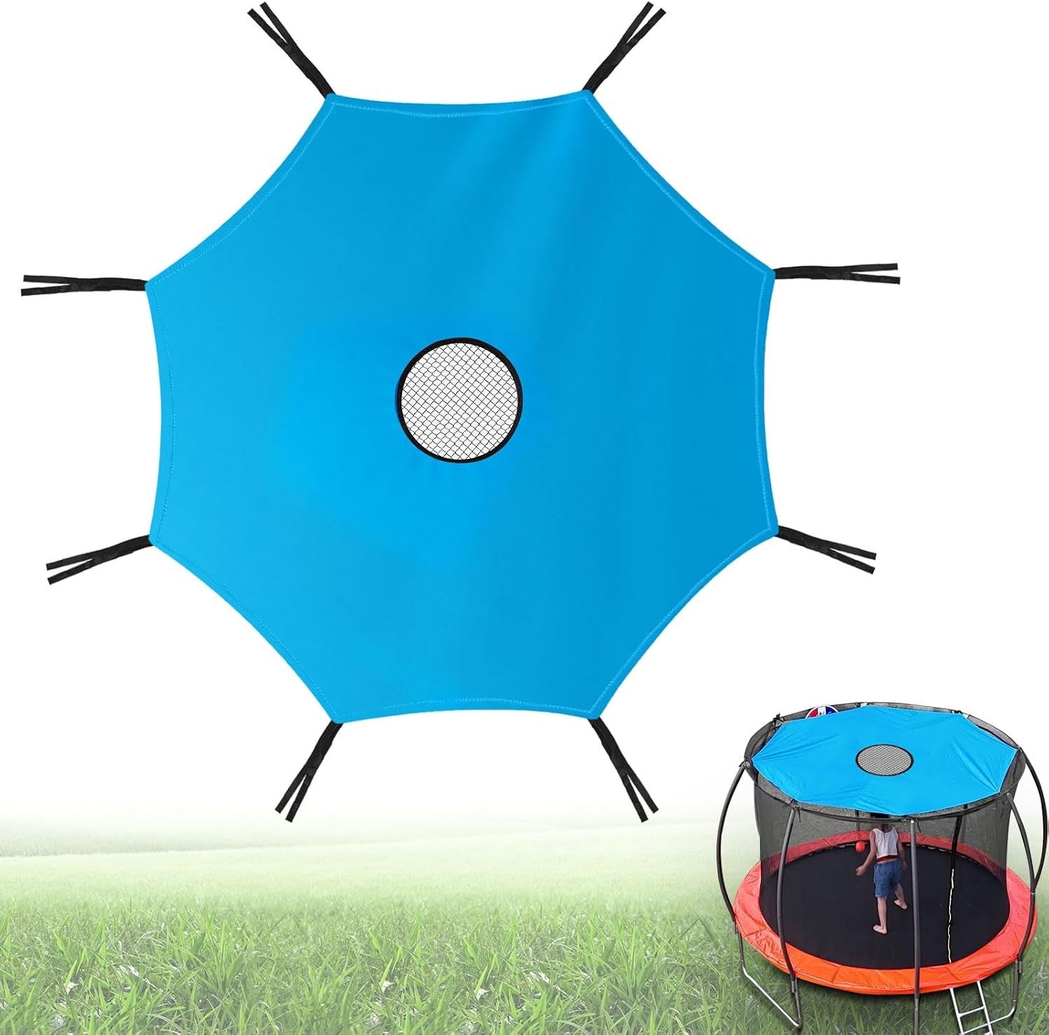 Trampoline Tent met Zonbescherming, Waterdichte Oxford Overkapping van 305 cm, UV-Bescherming en 8 Steunen voor Buitenplezier