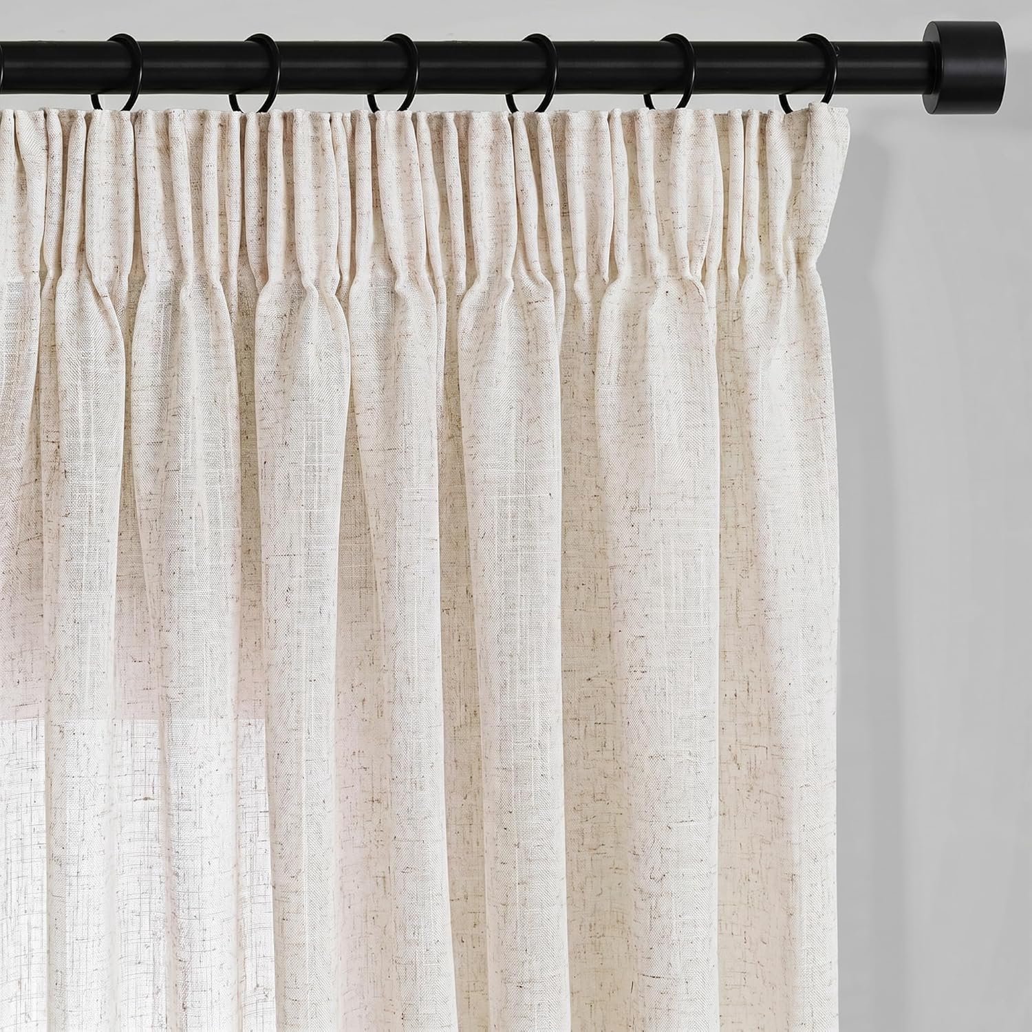 SnelShoppen - Gordijnen Linnen met Rimpelband Beige Natuur 250 cm - Moderne Woonkamer en Slaapkamer Gordijnen - Semi-Transparant en Lichtdoorlatend -
