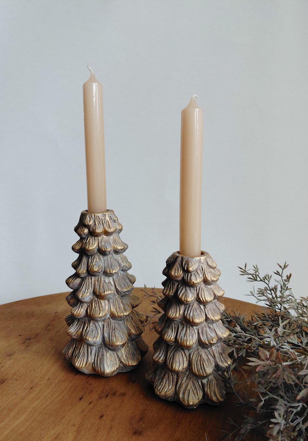 DK - Kandelaar - Set 2 stuks - Golden tree - 15 cm en 19 cm
