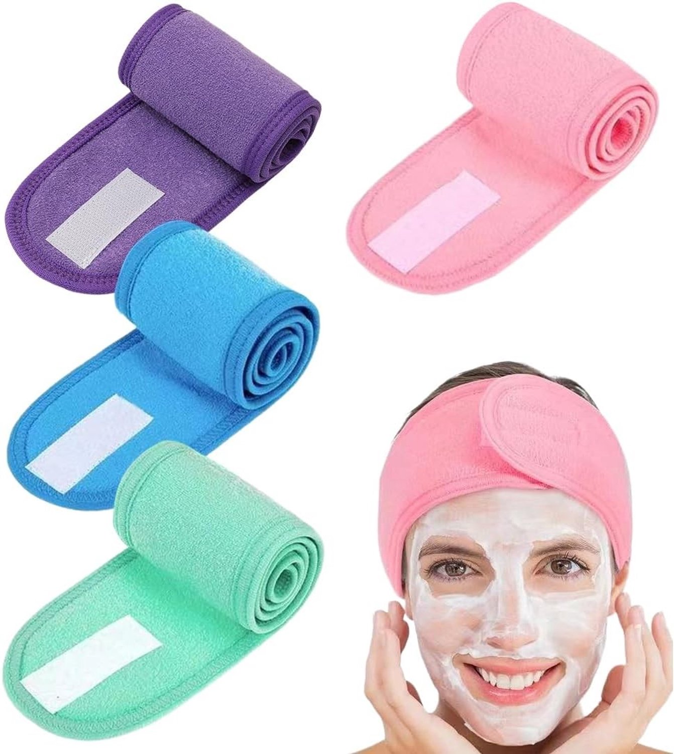 Verstelbare Haarbanden voor Vrouwen - 4 Stuks, Ideaal voor Spa, Gezichtsreiniging en Yoga Activiteiten