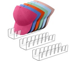 Set of 3 Baseball Caps Acrylic Hat Storage Display Stand Space Saving for Cupboard Bedroom Dressing Room Cap Holder - ShopVlot