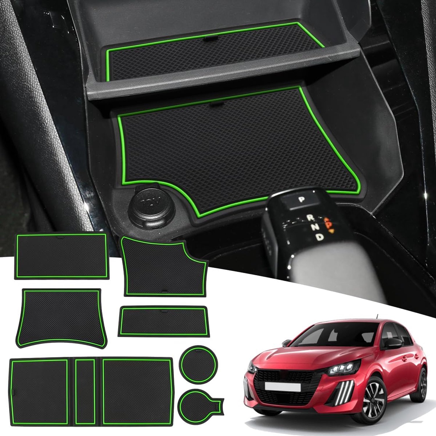 MARCHFA Non-slip Mats for 208 2008 E208 E2008 2025 2024 2023 2022 2021 2020 Anti Dust Rubber Mat Indoor Cup Holder - ShopVlot