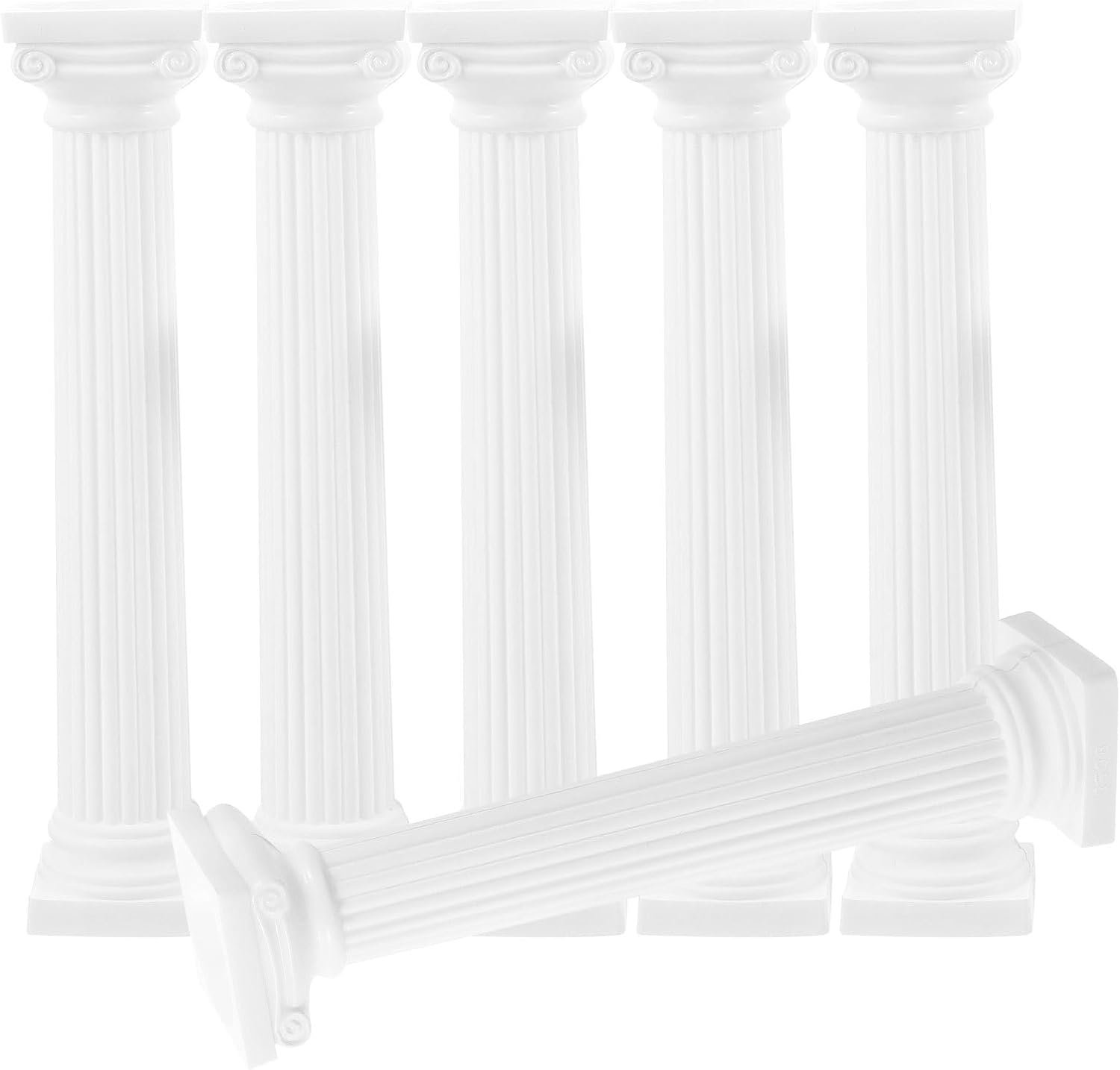 Dailygoods- Decoratieve Accessoires - 6 Stuks Romeinse Zuilen - Kunststof Decoratie - Elegant Ontwerp - Micro-landschap Decor - Veilig Materiaal