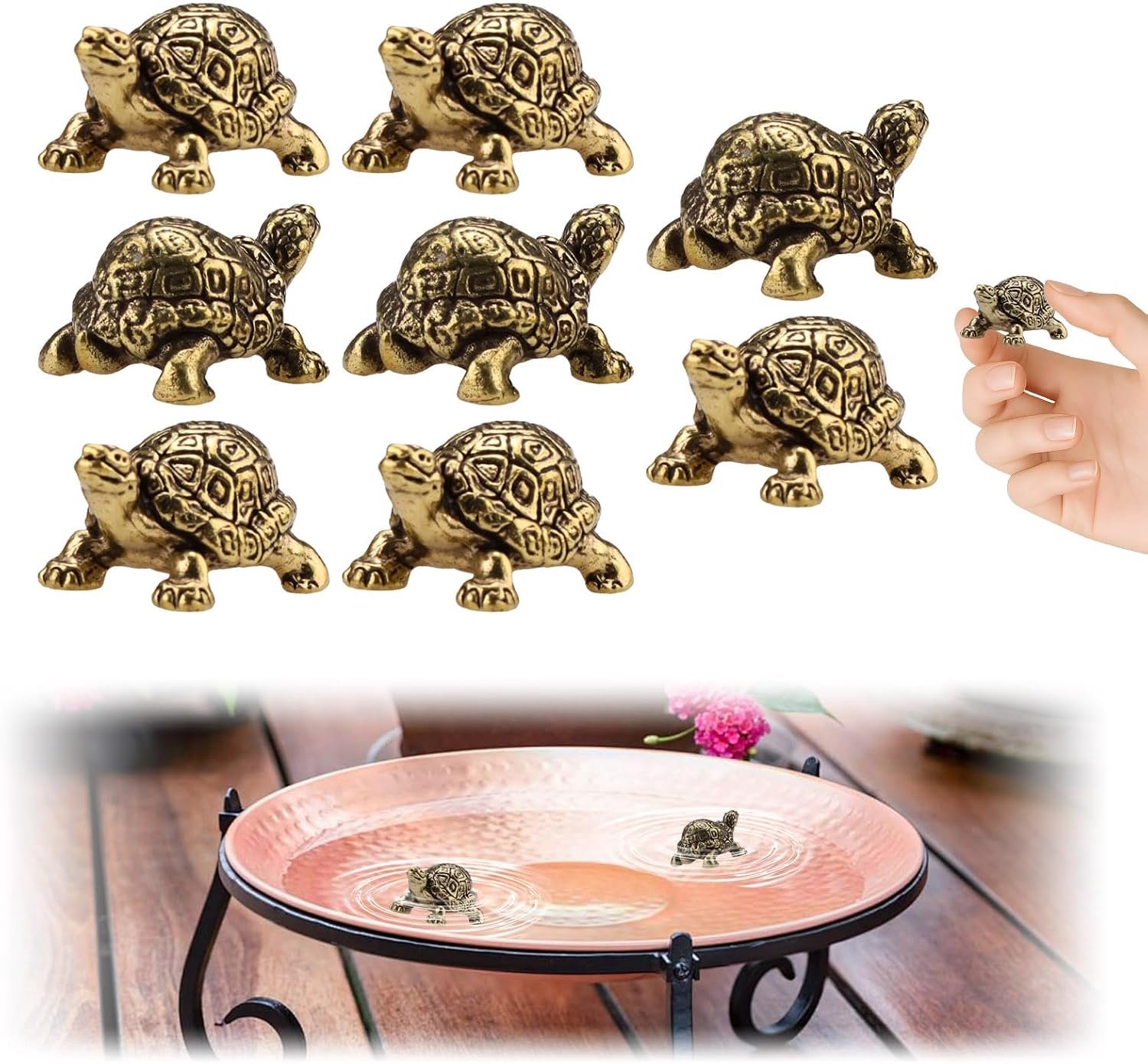 Set of 8 Mini Copper Turtles Copper Disc for Bird Bath Ornament, 0.8 oz Weight Copper Bird Bath Purification Disc - ShopVlot