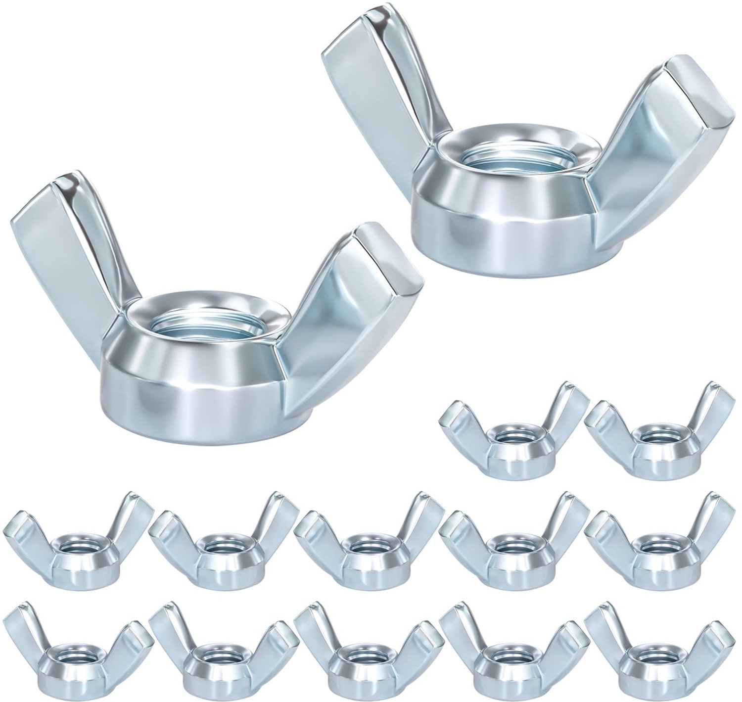 Qrity 20pcs Wing Nuts, M5 Carbon Steel Wing Nuts, Silver Wing Nut for Universal Use for Furniture, Equipment, Installations, DIY Tools