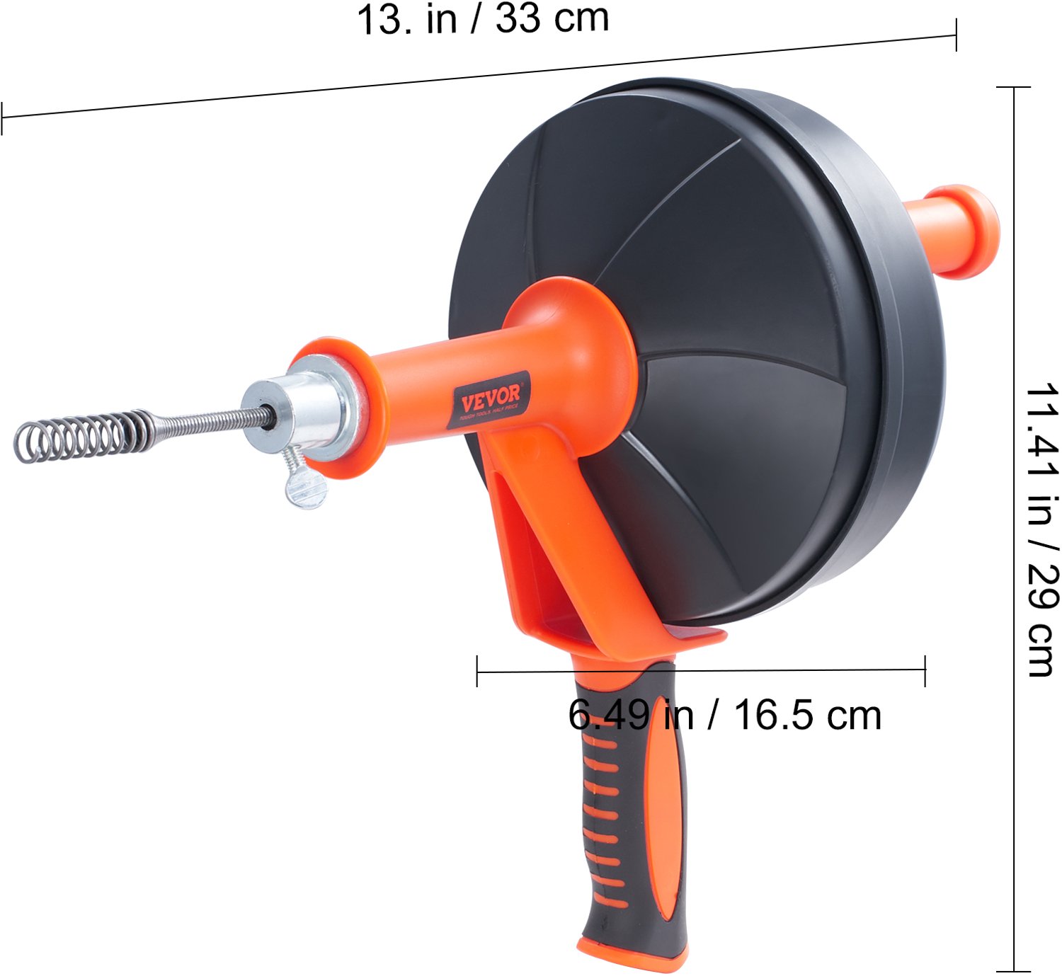 Rioolslang Handmatig Voeren - 25 Meter - PP Kunststof - ABS Handvat - Stalen Veer - Afvoervijzel