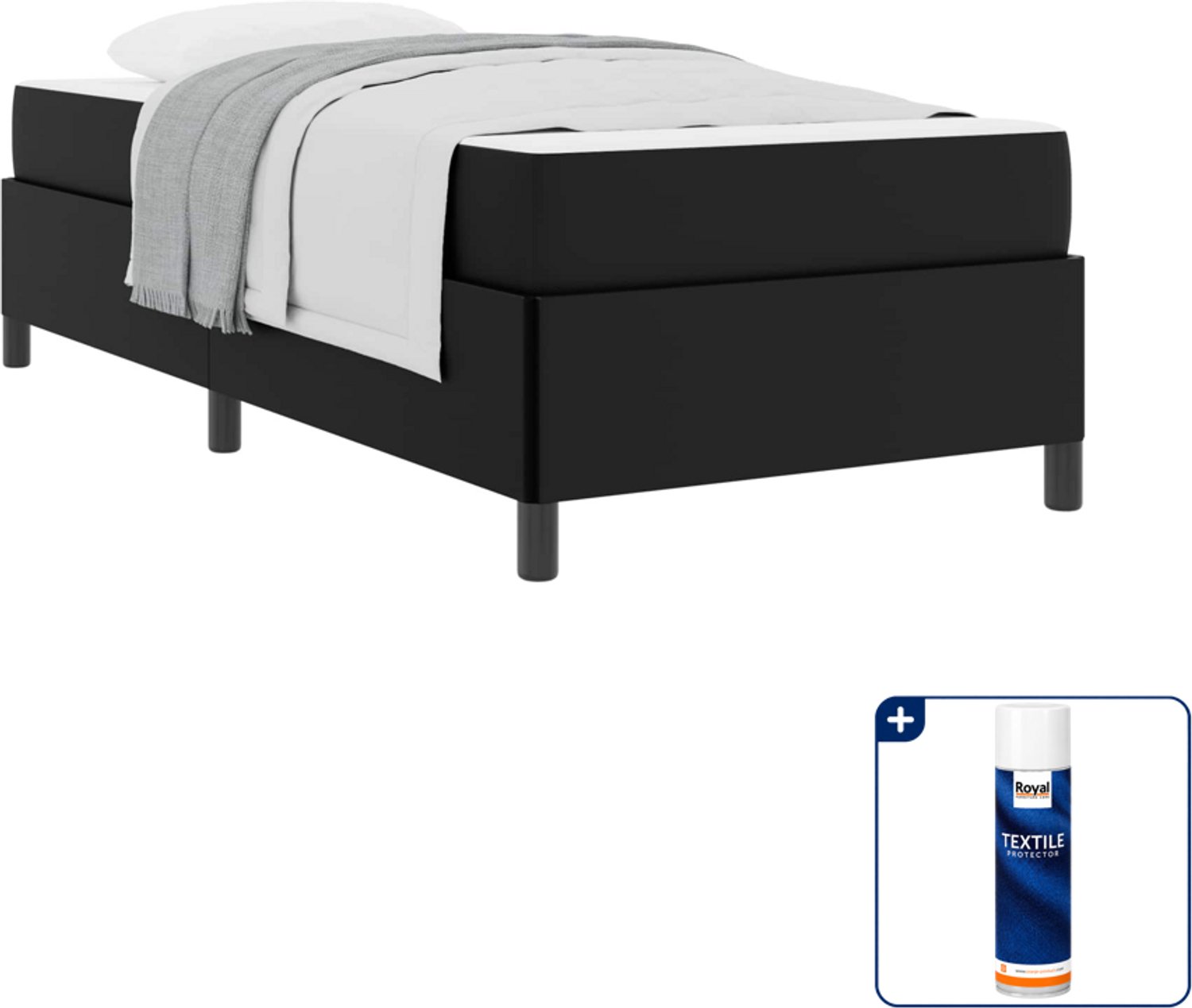 vidaXL bed met matras - 90 x 200 cm - stof - zwart - Inclusief textielbeschermer 500 ml Bruin