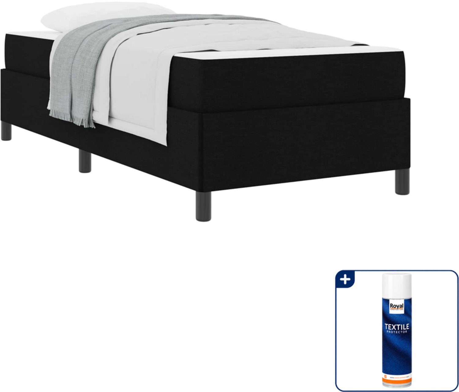 vidaXL boxspringbed - 100 x 200 cm - zwart - Inclusief textielbeschermer 500 ml Bruin
