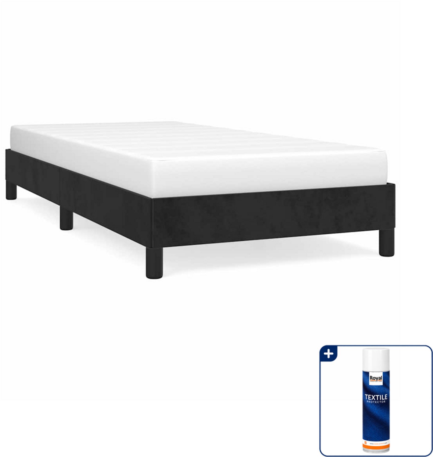 vidaXL bedframe 90 x 190 cm - fluweel - zwart - Inclusief textielbeschermer 500 ml