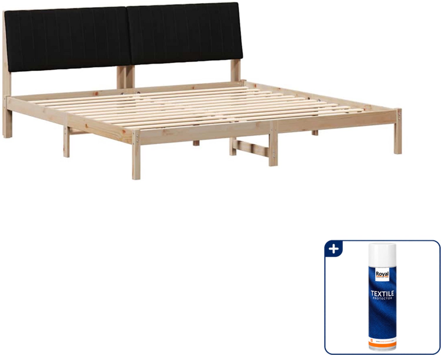 vidaXL Bedframe - 200 x 200 cm - massief grenenhout - bruin - Inclusief textielbeschermer 500 ml