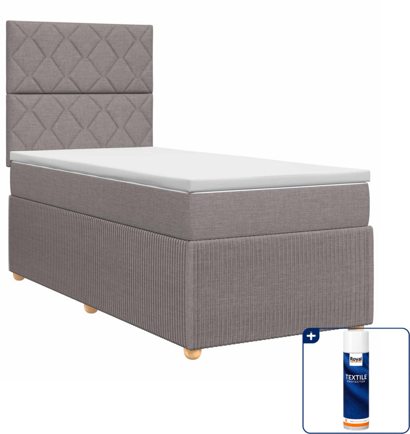vidaXL boxspringbed - 100 x 200 cm - taupe - Inclusief textielbeschermer 500 ml