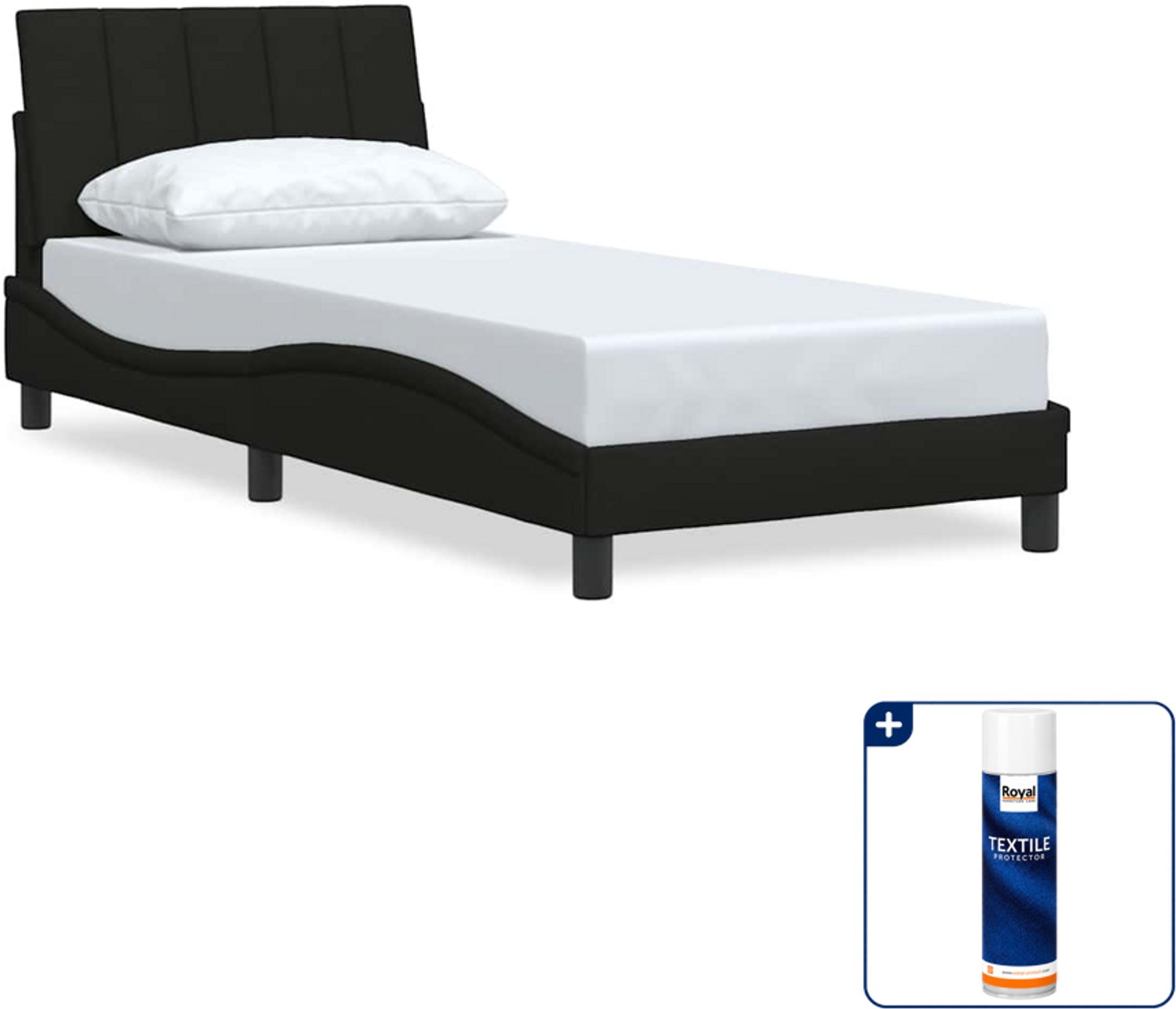 vidaXL Bedframe Hanko - 90 x 190 cm - stof - zwart - Inclusief textielbeschermer 500 ml