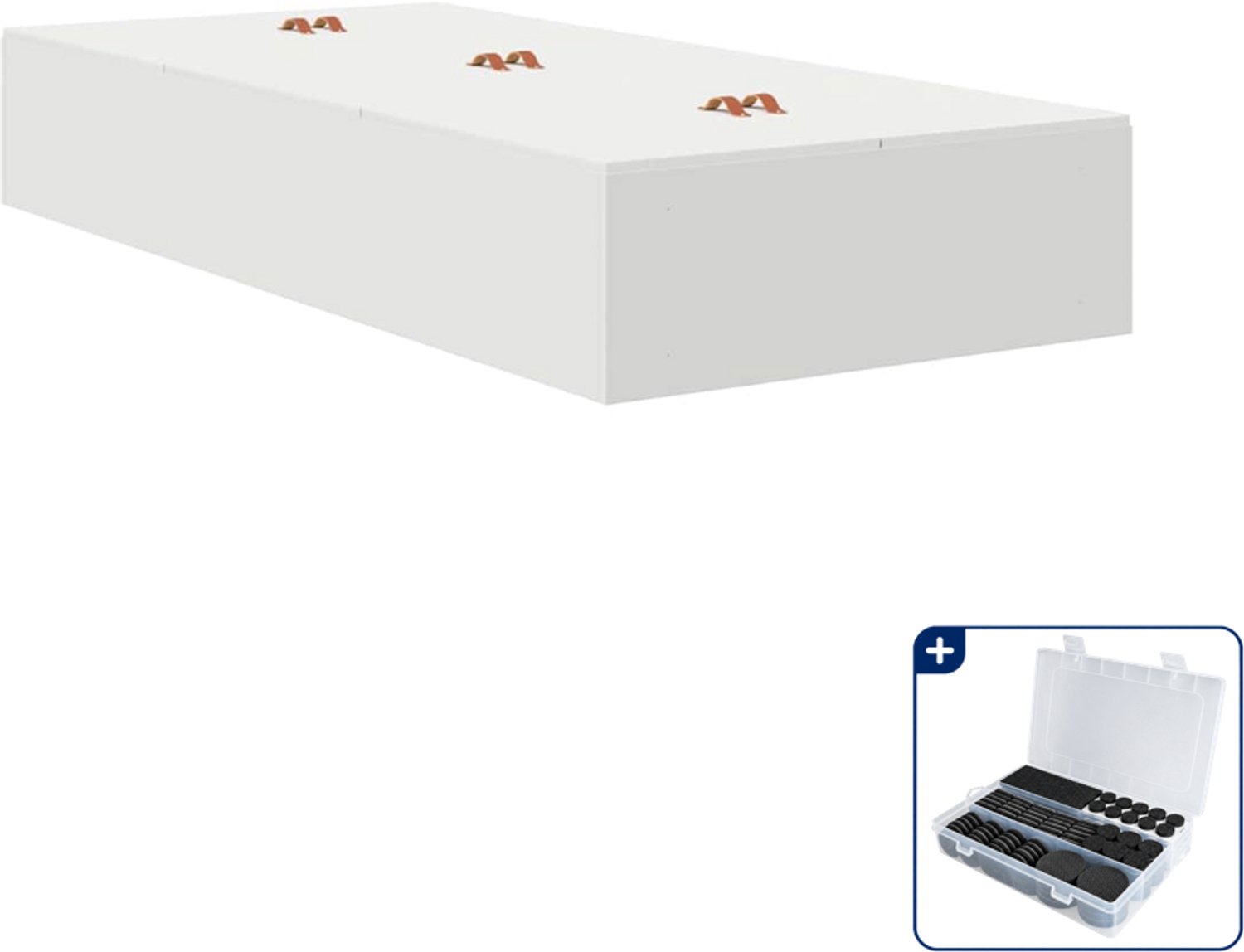 vidaXL opbergbedframe - 90 x 190 cm - wit - Inclusief antikrasvilt 177-delig