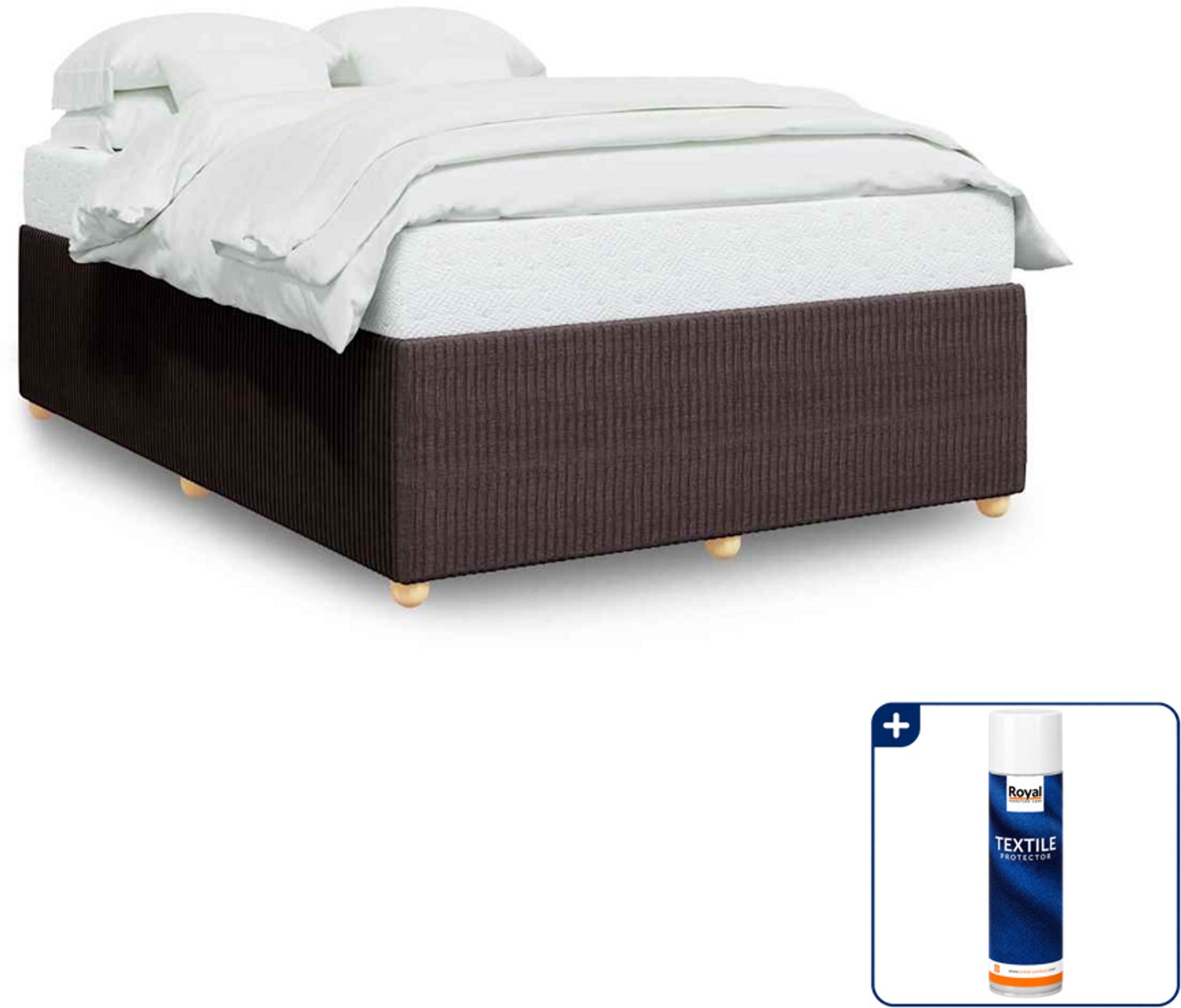 vidaXL bedframe 140 x 190 cm - stof - donkerbruin - Inclusief textielbeschermer 500 ml