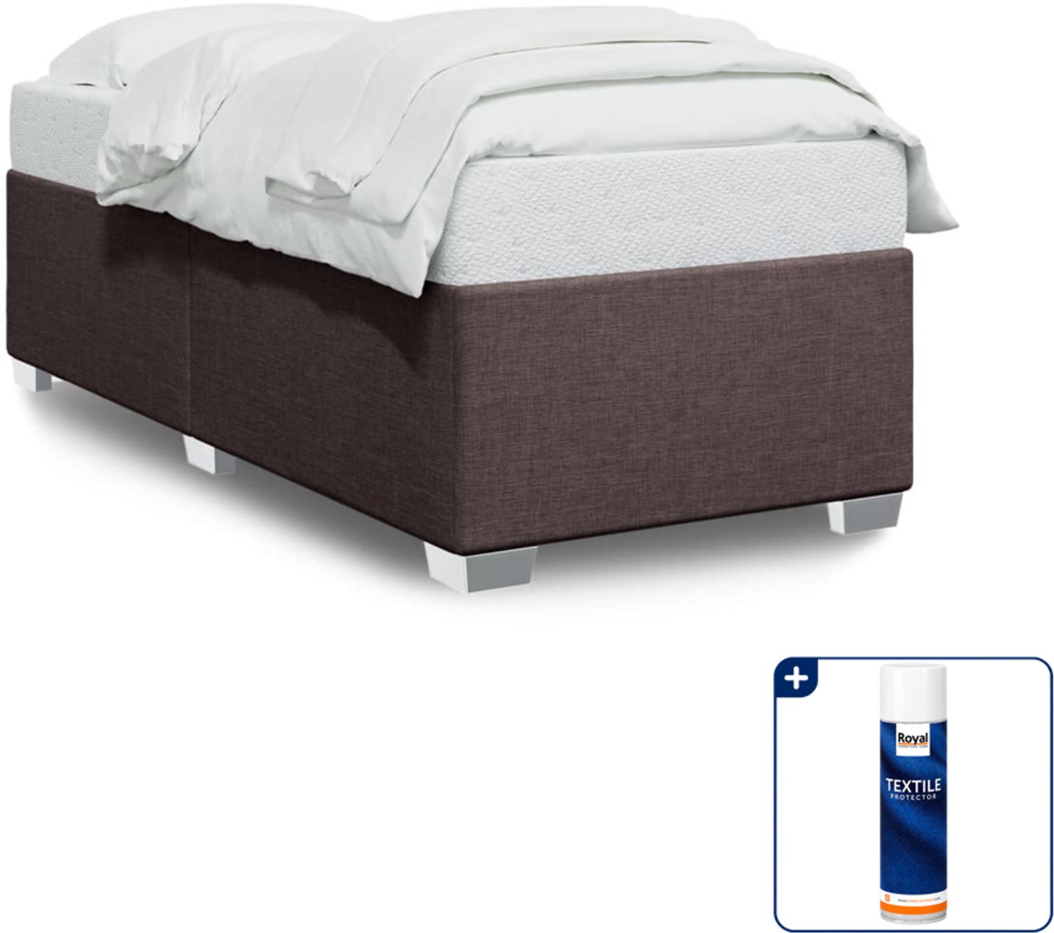 vidaXL bedframe 90 x 200 cm - stof - donkerbruin - Inclusief textielbeschermer 500 ml Roze