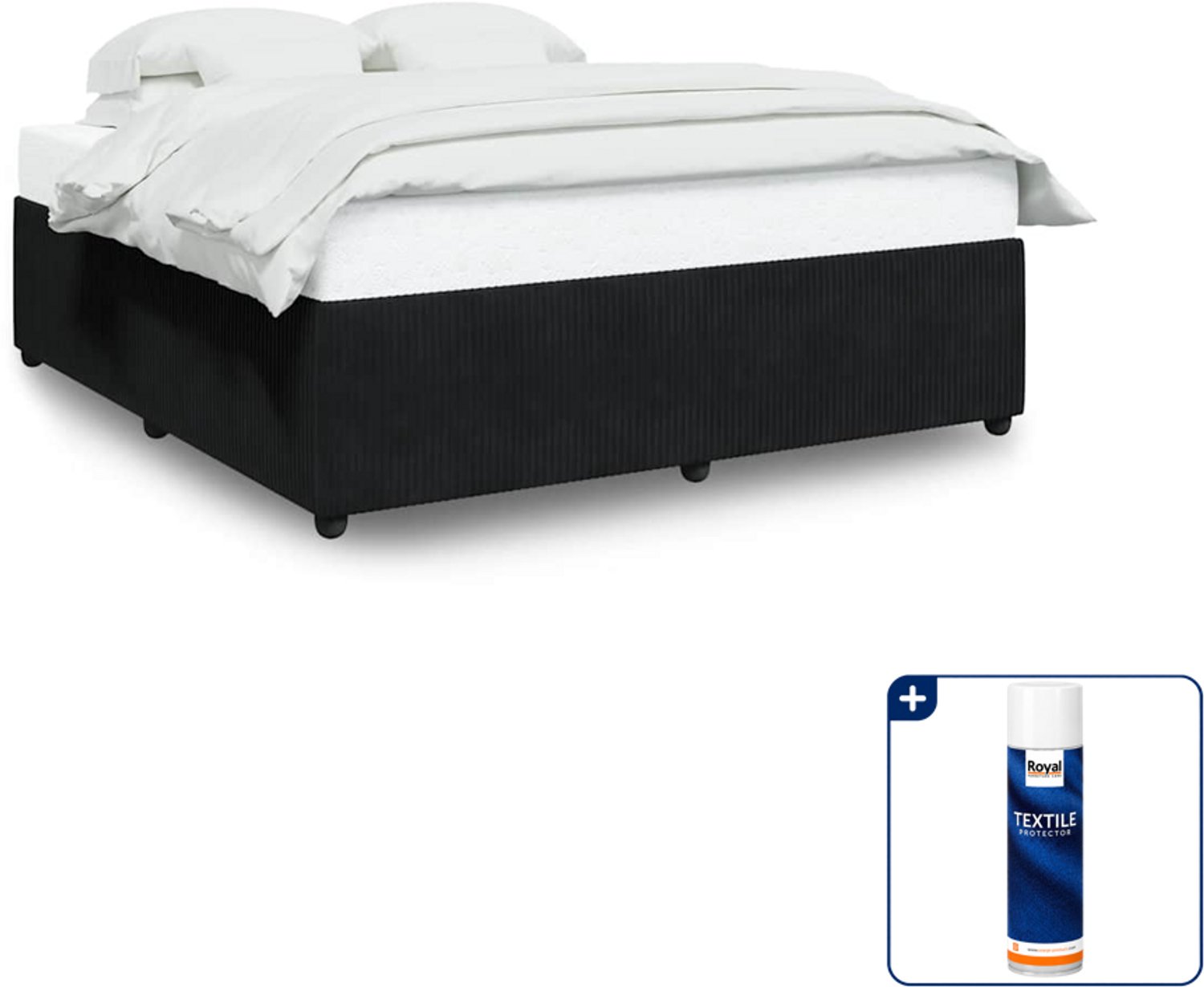 vidaXL bedframe - Kingsize - 180 x 200 cm - fluweel - zwart - Inclusief textielbeschermer 500 ml