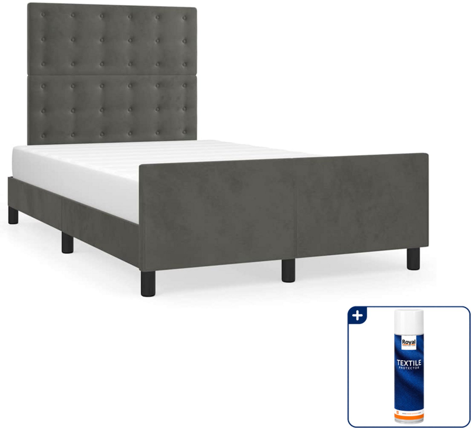 vidaXL bedframe - 120 x 200 cm - fluweel - donkergrijs - Inclusief textielbeschermer 500 ml