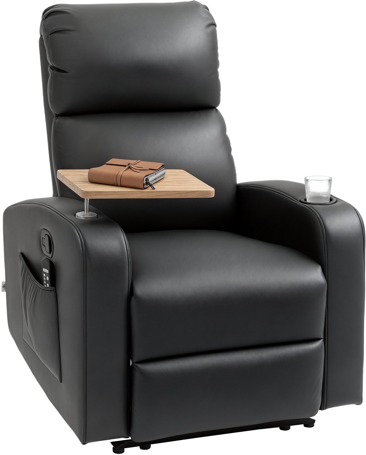 Homcom massagefauteuil met 8 massagepunten en voetsteun - Relaxstoel - Ligfauteuil - Zwart Schwarz