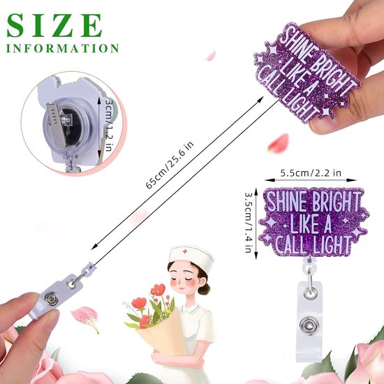 Retractable Badge Reel met Grappige Verpleegkundige Ontwerpen en Draaibare Krokodillenklem voor ID Kaarten in Kantoor, School en Ziekenhuis — afbeelding 5