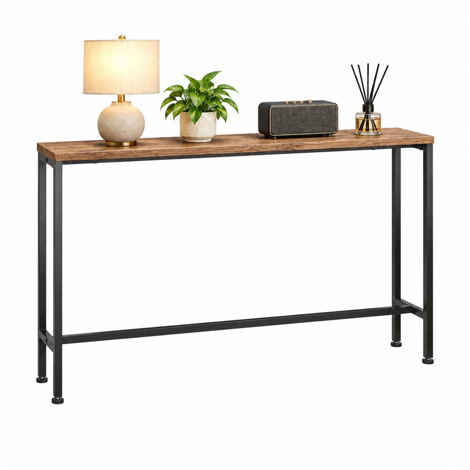 SoBuy Smalle Sidetable - 20 cm Diep, Consoletafel Achter de Bank - 120 x 65 x 20 cm - Naturel en Zwart Natuur/Zwart