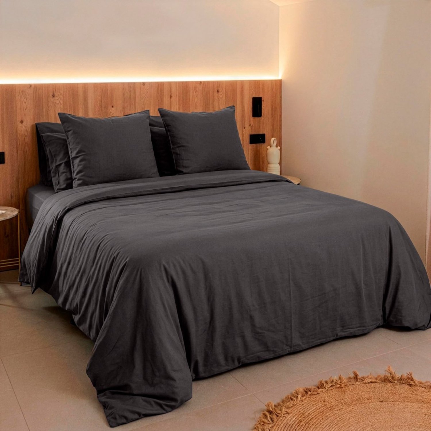 Duraxl Dekbedovertrekset - Katoensatijn - 300 draden - 240 x 220 cm Grijs