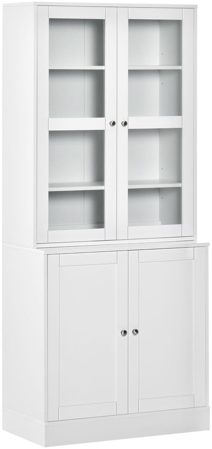 Lunpog Wit Boekenkast - 76 x 40 x 178,5 cm - Opbergkast - Boekenkast met 2 Kasten - Verstelbare Planken - Vitrinekast Weiß