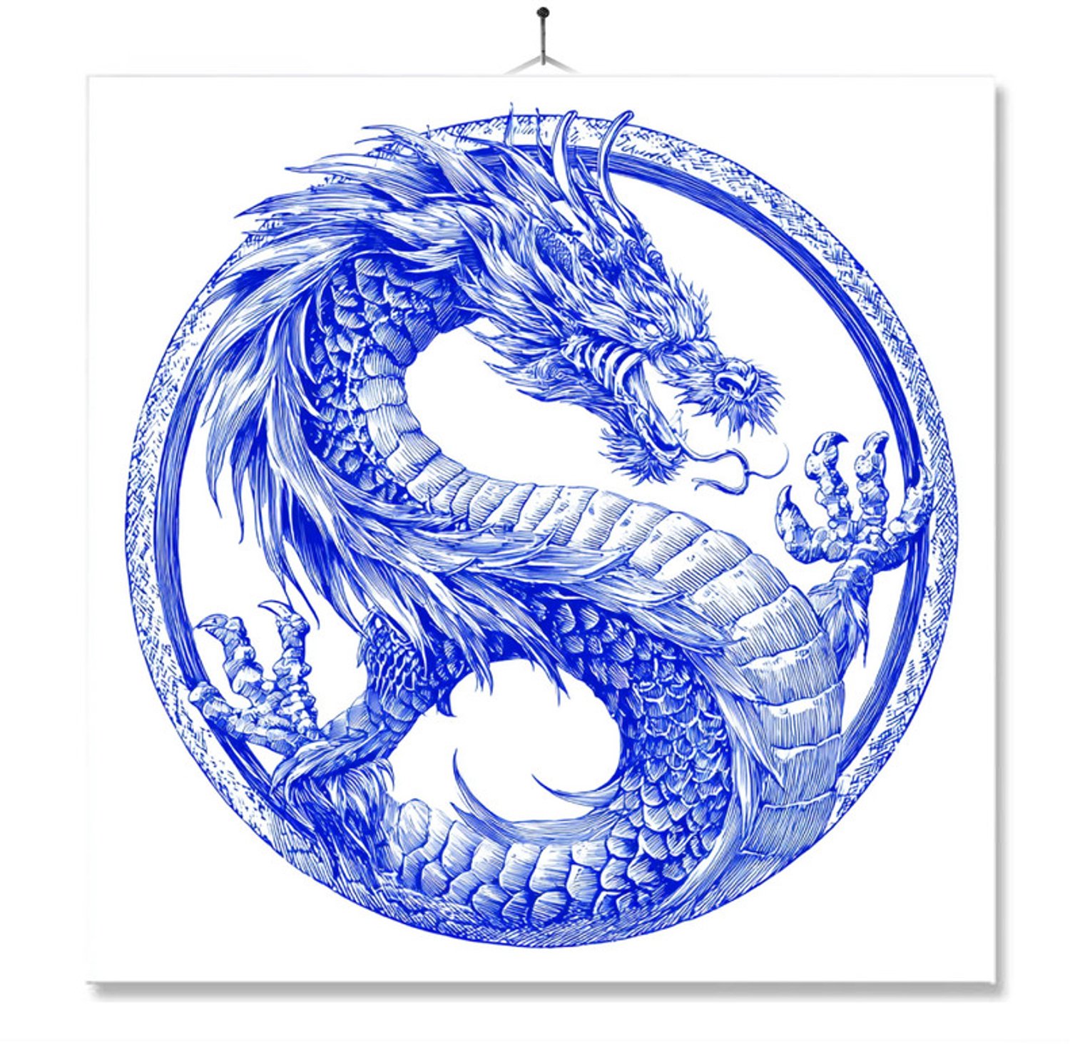 MC Living Tegel Met Opdruk | Chinese Draak | Cadeau | Inclusief Geschenkdoos | Standaard | Ophangsysteem Ontwerp 1