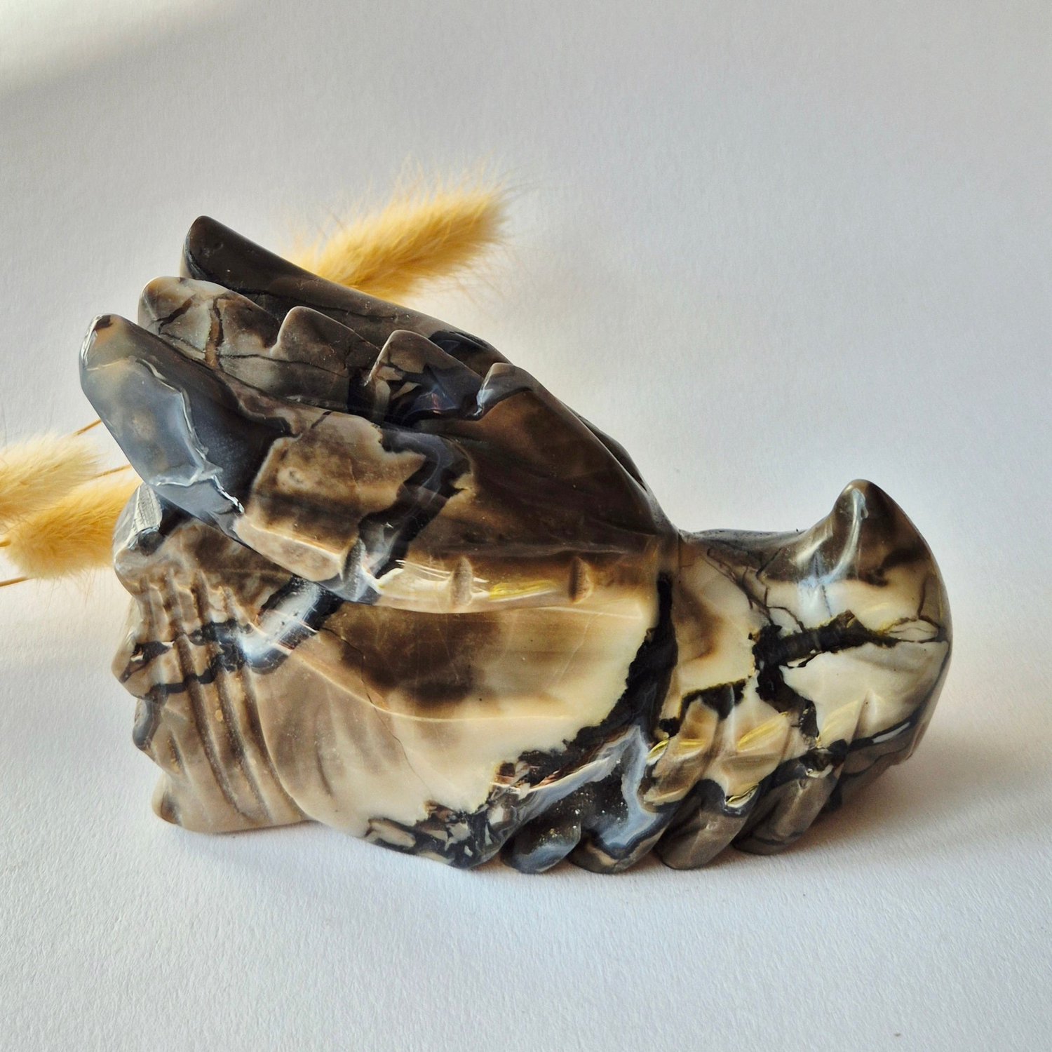 Moonlight Gemstones Edelsteen UV-Reactieve Volcano Agate Dragon Skull – 570 g | Mystieke Energie & Spirituele Bescherming Meerkleurig