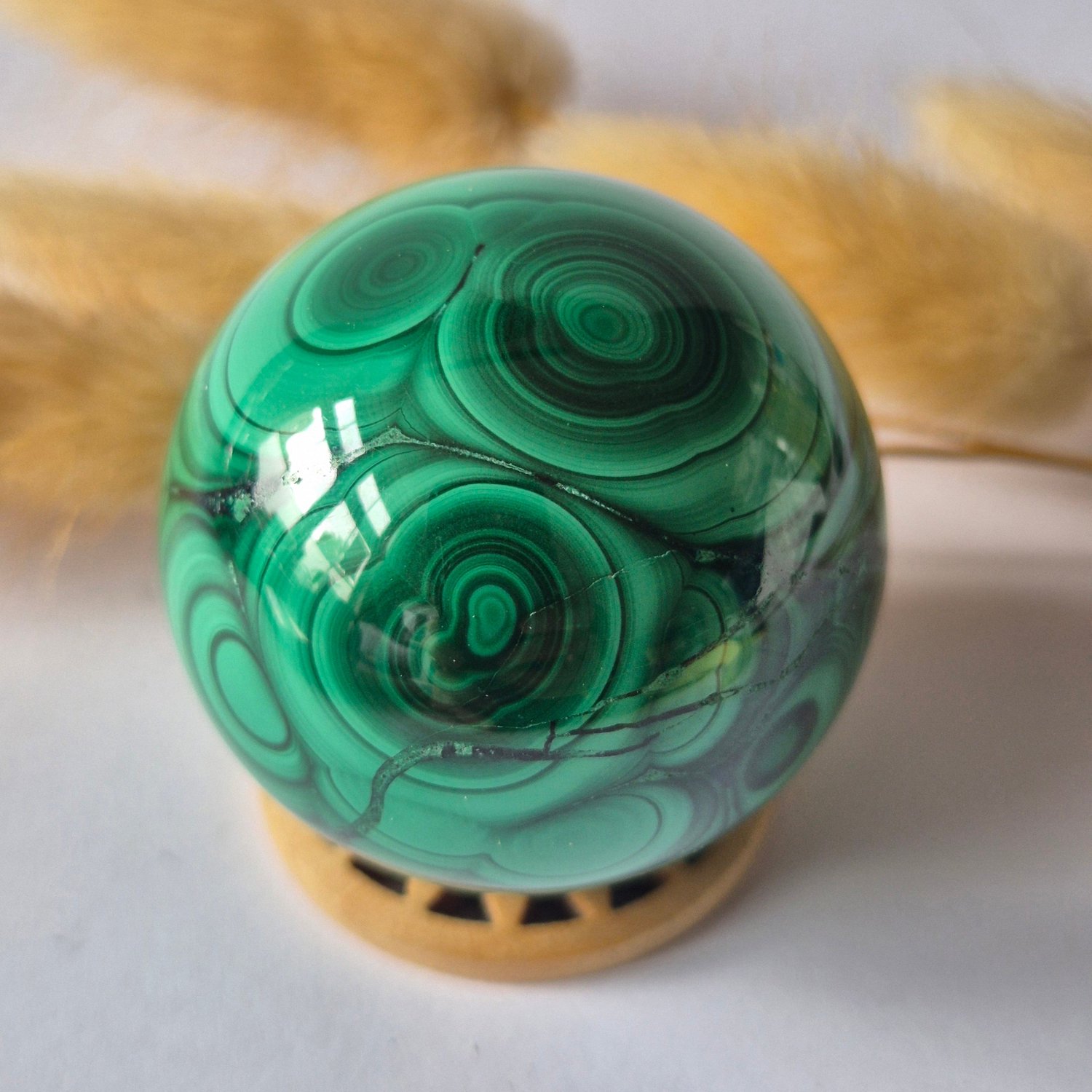 Moonlight Gemstones Malachiet Edelsteen Bol – 46 mm | 148 gram Meerkleurig