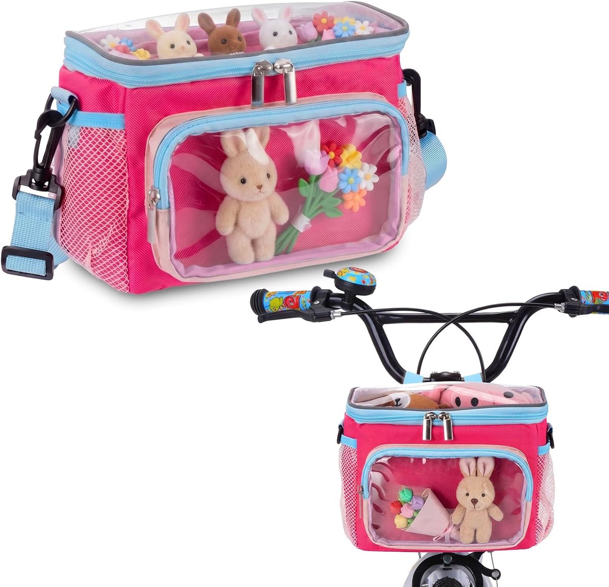 Stepmand, stuurtas voor step, driewieler, fiets, schattige kleine stoffen fietsmand, stuurtas, voor jongens en meisjes