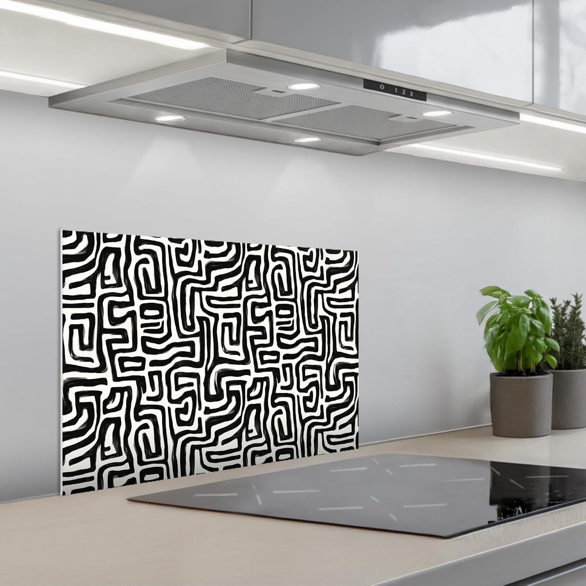 Keukenachterwand 40x60 cm zelfklevend keuken decoratie accessories home kitchen spatscherm Grafisch - Lijnen - Zwart - Wit